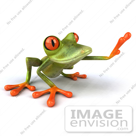 #42790 Royalty-Free (RF) Clipart Illustration of a 3d Red Eyed Tree Frog Reaching - Pose 2 by Julos