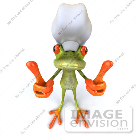 #42794 Royalty-Free (RF) Clipart Illustration of a 3d Red Eyed Tree Frog Chef Giving Two Thumbs Up - Pose 1 by Julos