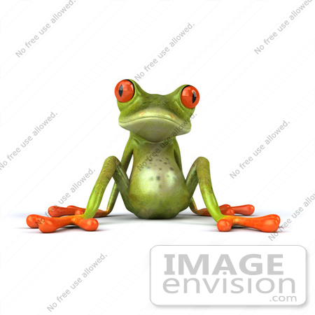 #42799 Royalty-Free (RF) Clipart Illustration of a 3d Red Eyed Tree Frog Lazily Leaning Back - Pose 1 by Julos