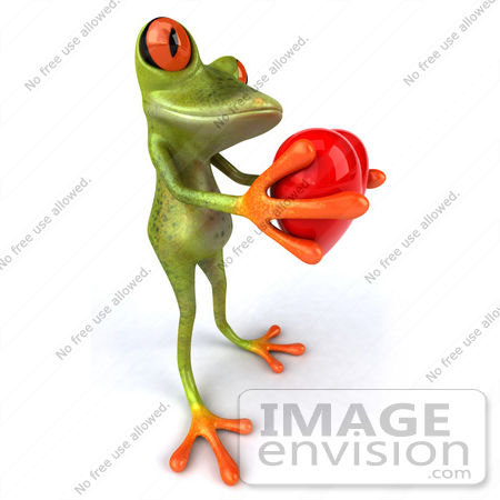 #42803 Royalty-Free (RF) Clipart Illustration of a 3d Red Eyed Tree Frog Giving A Red Heart - Pose 1 by Julos