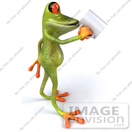 #42804 Royalty-Free (RF) Clipart Illustration of a 3d Red Eyed Tree Frog Sipping From A Coffee Mug - Pose 2 by Julos