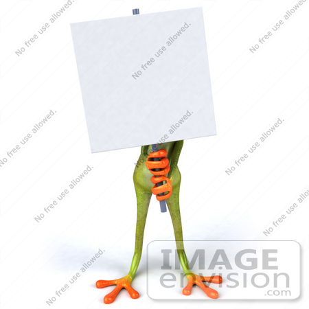 #42819 Royalty-Free (RF) Clipart Illustration of a 3d Red Eyed Tree Frog Holding A Sign In Front Of His Face by Julos