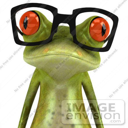 #42838 Royalty-Free (RF) Clipart Illustration of a 3d Red Eyed Tree Frog Wearing Spectacles - Version 1 by Julos