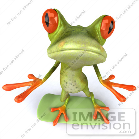 #42840 Royalty-Free (RF) Clipart Illustration of a 3d Green Tree Skater Frog Skateboarding - Pose 3 by Julos