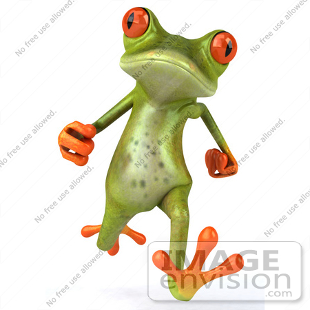 #42850 Royalty-Free (RF) Clipart Illustration of a 3d Red Eyed Tree Frog Running Forward by Julos