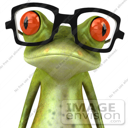#42866 Royalty-Free (RF) Clipart Illustration of a 3d Red Eyed Tree Frog Wearing Spectacles - Version 4 by Julos