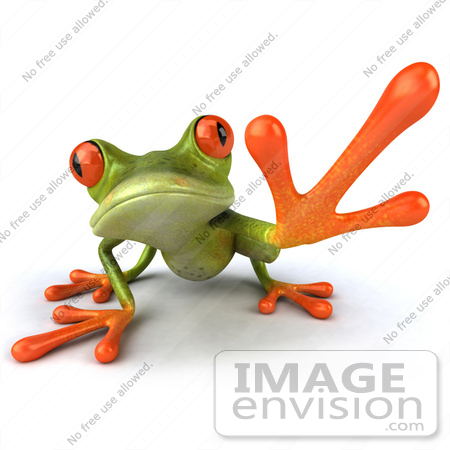 #42888 Royalty-Free (RF) Clipart Illustration of a 3d Red Eyed Tree Frog Reaching - Pose 1 by Julos