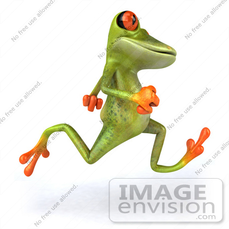 #42892 Royalty-Free (RF) Clipart Illustration of a 3d Red Eyed Tree Frog Running Right by Julos