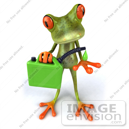 #42894 Royalty-Free (RF) Clipart Illustration of a 3d Red Eyed Tree Frog Holding A Gas Can Of Bio Fuel - Pose 1 by Julos
