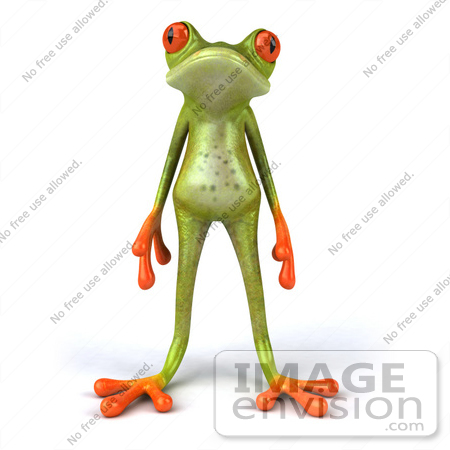 #42904 Royalty-Free (RF) Clipart Illustration of a 3d Skinny Red Eyed Tree Frog Standing And Facing Front by Julos