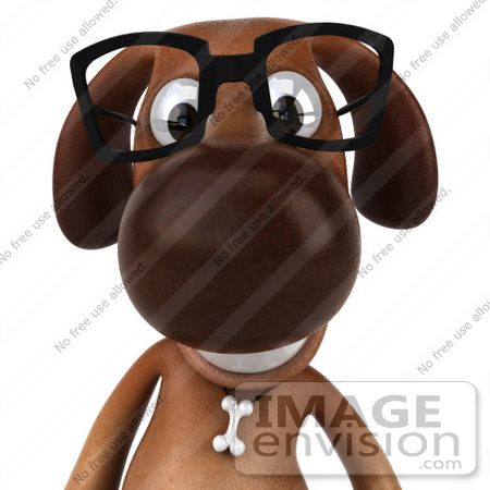 #42916 Royalty-Free (RF) Cartoon Clipart of a 3d Brown Dog Mascot Wearing Spectacles - Pose 1 by Julos