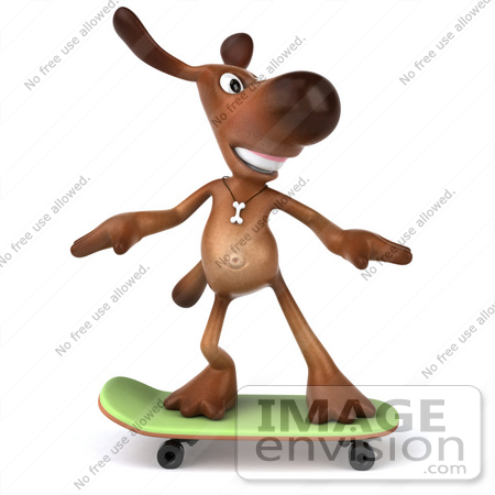 #42917 Royalty-Free (RF) Cartoon Clipart of a 3d Brown Dog Mascot Skateboarding - Pose 1 by Julos