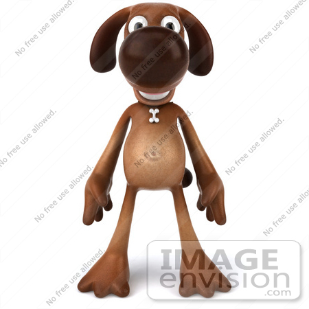#42918 Royalty-Free (RF) Cartoon Clipart of a 3d Brown Dog Mascot Standing And Facing Front by Julos