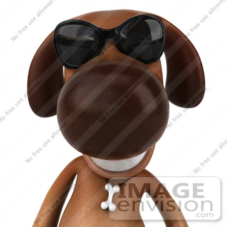 #42921 Royalty-Free (RF) Cartoon Clipart of a 3d Brown Dog Mascot Wearing Sunglasses - Pose 1 by Julos