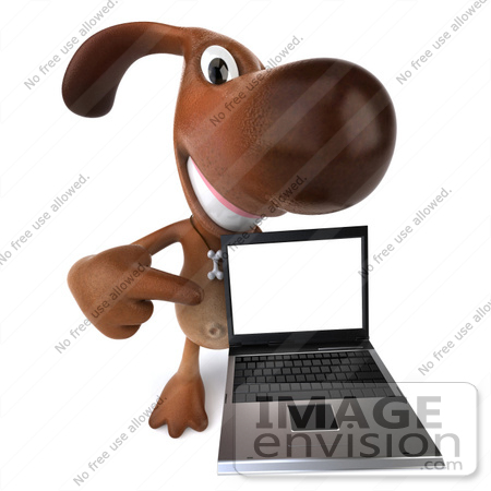 #42923 Royalty-Free (RF) Cartoon Clipart of a 3d Brown Dog Mascot With A Laptop - Pose 4 by Julos