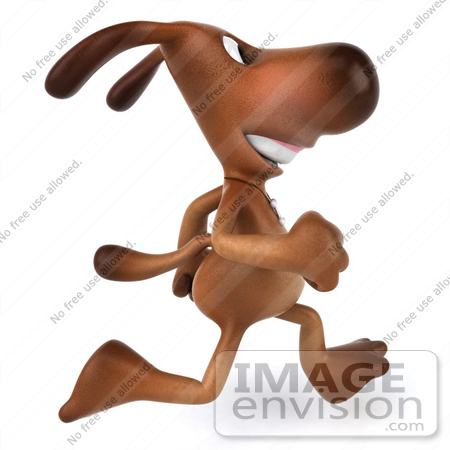 #42928 Royalty-Free (RF) Clipart Cartoon Illustration of a 3d Brown Dog Mascot Running Right by Julos