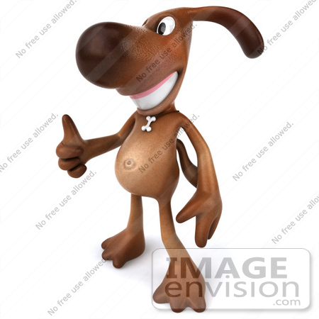 #42942 Royalty-Free (RF) Clipart Illustration of a 3d Brown Dog Mascot Giving The Thumbs Up - Pose 2 by Julos