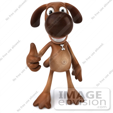 #42954 Royalty-Free (RF) Clipart Illustration of a 3d Brown Dog Mascot Giving The Thumbs Up - Pose 1 by Julos