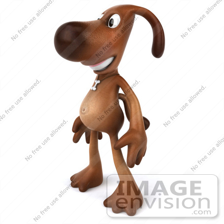 #42958 Royalty-Free (RF) Clipart Illustration of a 3d Brown Dog Mascot Standing And Facing Left by Julos