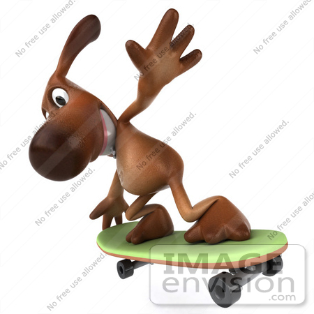 #42964 Royalty-Free (RF) Clipart Illustration of a 3d Brown Dog Mascot Skateboarding - Pose 5 by Julos