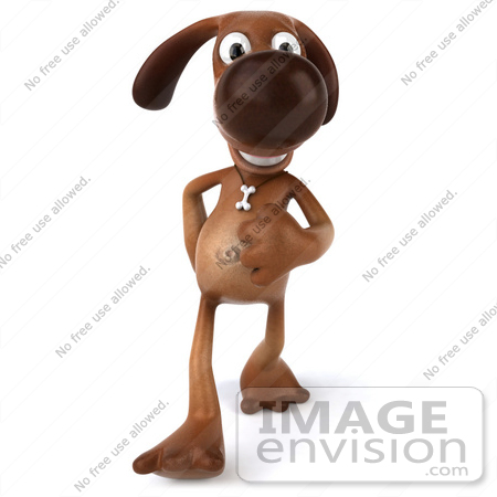 #42965 Royalty-Free (RF) Clipart Illustration of a 3d Brown Dog Mascot Walking Forward by Julos