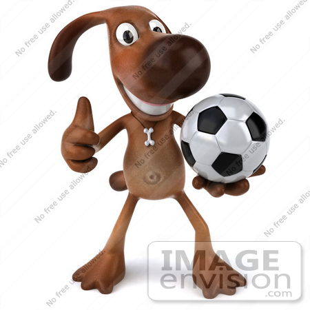 #42966 Royalty-Free (RF) Clipart Illustration of a 3d Brown Dog Mascot Playing Soccer - Pose 1 by Julos