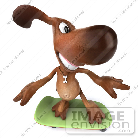 #42972 Royalty-Free (RF) Clipart Illustration of a 3d Brown Dog Mascot Skateboarding - Pose 3 by Julos