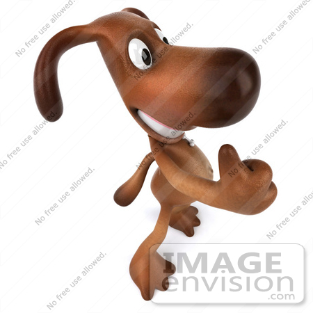 #42979 Royalty-Free (RF) Clipart Illustration of a 3d Brown Dog Mascot Giving The Thumbs Up - Pose 4 by Julos