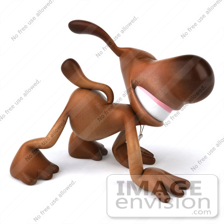 #42984 Royalty-Free (RF) Clipart Illustration of a 3d Brown Dog Mascot Walking On All Fours - Pose 3 by Julos