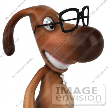 #42986 Royalty-Free (RF) Clipart Illustration of a 3d Brown Dog Mascot Wearing Spectacles - Pose 2 by Julos