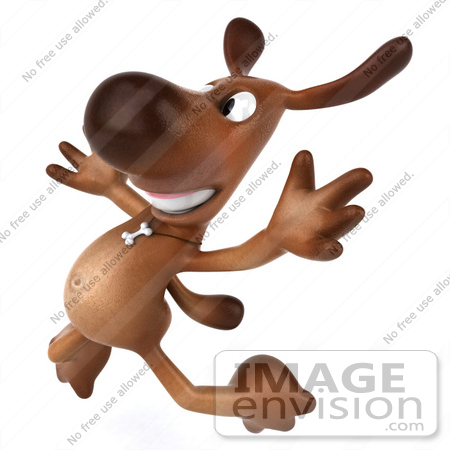 #42989 Royalty-Free (RF) Clipart Illustration of a 3d Brown Dog Mascot Jumping by Julos