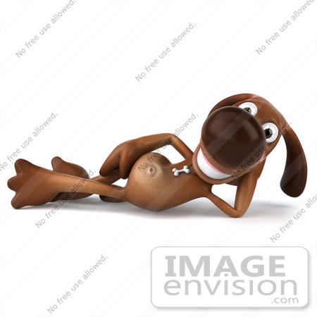 #42991 Royalty-Free (RF) Clipart Illustration of a 3d Brown Dog Mascot Resting by Julos