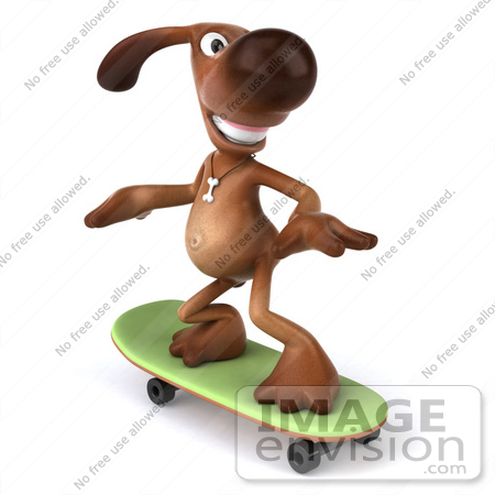 #42992 Royalty-Free (RF) Clipart Illustration of a 3d Brown Dog Mascot Skateboarding - Pose 2 by Julos
