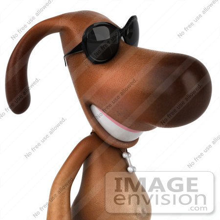 #42993 Royalty-Free (RF) Clipart Illustration of a 3d Brown Dog Mascot Wearing Sunglasses - Pose 2 by Julos