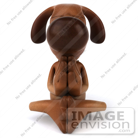 #42995 Royalty-Free (RF) Cartoon Clipart of a 3d Brown Dog Mascot Meditating - Pose 3 by Julos