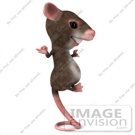 #43010 Royalty-Free (RF) Cartoon Clipart Illustration of a 3d Mouse Mascot Perched Up On Its Tail And Meditating - Pose 2 by Julos