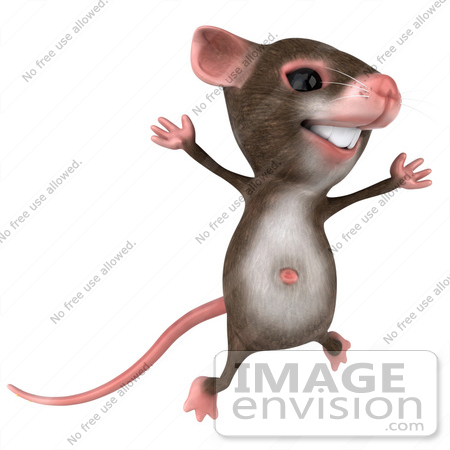 #43012 Royalty-Free (RF) Cartoon Clipart Illustration of a 3d Mouse Mascot Jumping by Julos