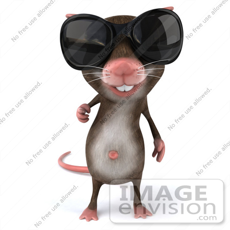 #43016 Royalty-Free (RF) Cartoon Clipart Illustration of a 3d Mouse Mascot Wearing Shades - Pose 1 by Julos