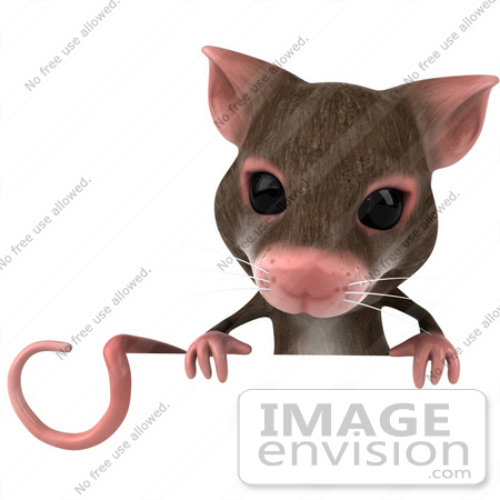 #43022 Royalty-Free (RF) Cartoon Clipart Illustration of a 3d Mouse Mascot Holding A Blank Sign by Julos