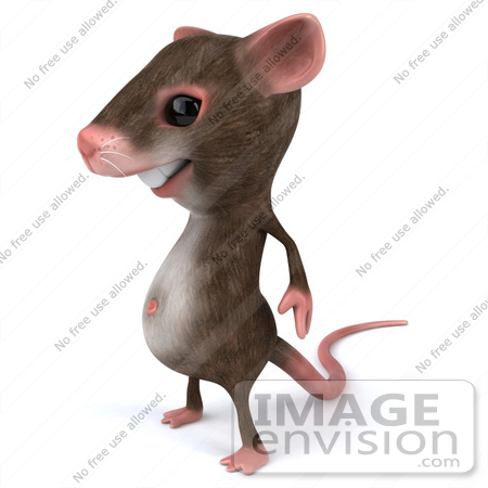 #43029 Royalty-Free (RF) Cartoon Clipart Illustration of a 3d Mouse Mascot Standing And Facing Left by Julos