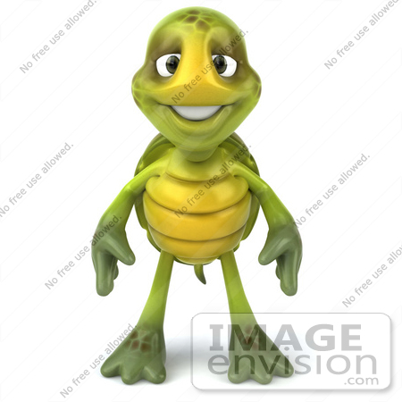 #43036 Royalty-Free (RF) Cartoon Clipart of a 3d Turtle Mascot With His Arms At His Sides by Julos