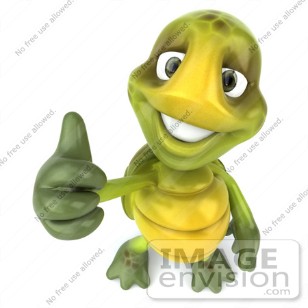 #43044 Royalty-Free (RF) Cartoon Clipart of a 3d Turtle Mascot Looking Upwards And Giving The Thumbs Up by Julos