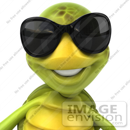 #43049 Royalty-Free (RF) Cartoon Clipart of a 3d Turtle Mascot Wearing Dark Shades And Facing Front by Julos