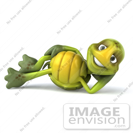 #43050 Royalty-Free (RF) Cartoon Clipart of a 3d Turtle Mascot Resting On His Side And Smiling by Julos