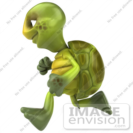 #43051 Royalty-Free (RF) Cartoon Clipart of a 3d Turtle Mascot Running Left by Julos