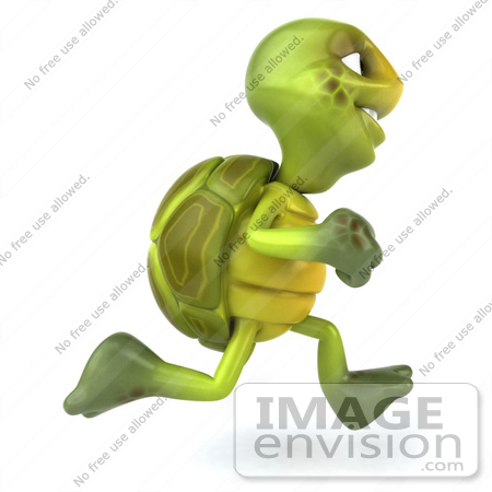 #43052 Royalty-Free (RF) Cartoon Clipart of a 3d Turtle Mascot Running Right by Julos