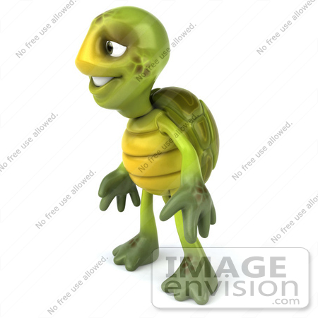 #43057 Royalty-Free (RF) Cartoon Clipart of a 3d Turtle Mascot Standing and Looking Left by Julos