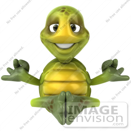 #43062 Royalty-Free (RF) Cartoon Clipart of a Zen 3d Turtle Mascot Meditating - Version 1 by Julos