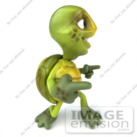 #43067 Royalty-Free (RF) Cartoon Clipart of a 3d Turtle Mascot Doing A Happy Dance - Version 4 by Julos