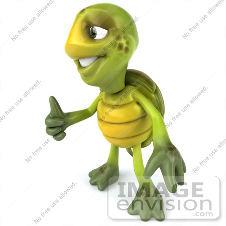 #43069 Royalty-Free (RF) Cartoon Clipart of a 3d Turtle Mascot Facing Left And Giving The Thumbs Up by Julos